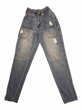 FOREVER 21 Women's Distressed Light Blue Elastic Waist Jeans US 24